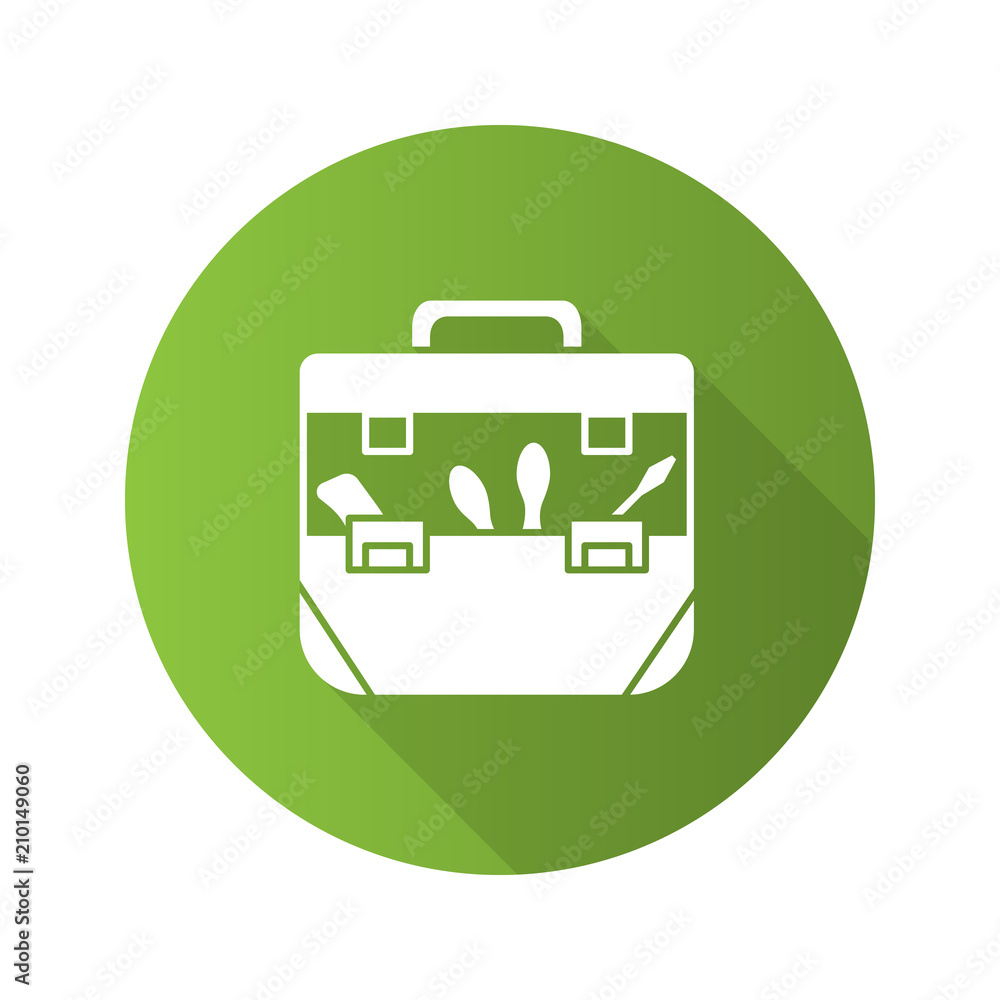 Tool bag flat linear long shadow icon Tool bag flat linear long shadow icon
