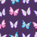 Butterflies. Summer seamless pattern. Vector illustration.