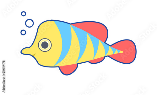 Cute cartoon fish. Isolated on a white background. Vector illustration.