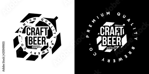 Modern craft beer drink isolated vector logo sign for brewery, pub, brewhouse or bar.