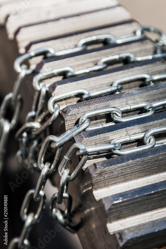 chain and metal gears engine, gearbox or rotor parts © OlegDoroshin