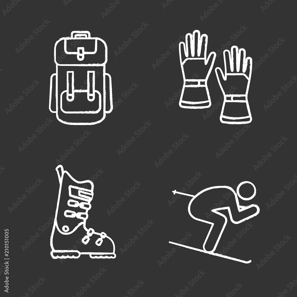 Winter activities chalk icons set Winter activities chalk icons set