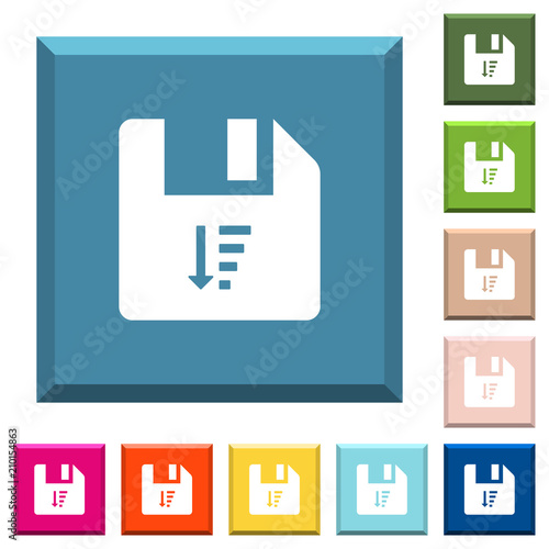 Descending file sort white icons on edged square buttons