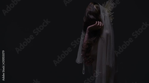 Wallpaper Mural Woman with white face is embracing herself Torontodigital.ca