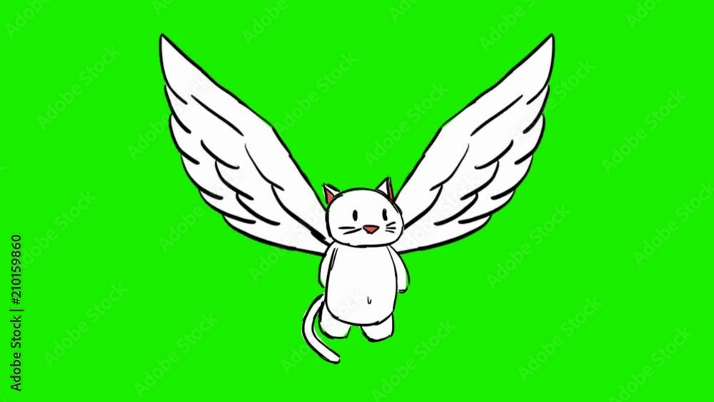 cat - 2d animated wings - green screen cat - 2d animated wings - green screen