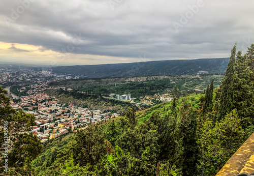 A breathtaking view of the city from the Mtatsminda Park on funicular in Tbilisi