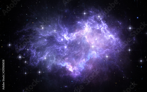 Fototapeta Naklejka Na Ścianę i Meble -  Space background with nebula and stars, 3D illustration