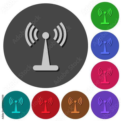 Wlan network icons with shadows on round backgrounds photo