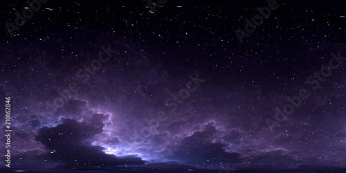 Fototapeta Naklejka Na Ścianę i Meble -  360 degree space nebula panorama, equirectangular projection, environment map. HDRI spherical panorama. Space background with nebula and stars.