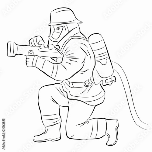 illustration of a fireman, vector draw
