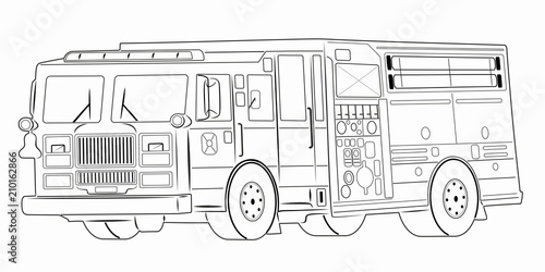 illustration of a fire truck, vector draw