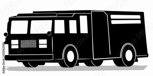 silhouette of a fire truck, vector draw
