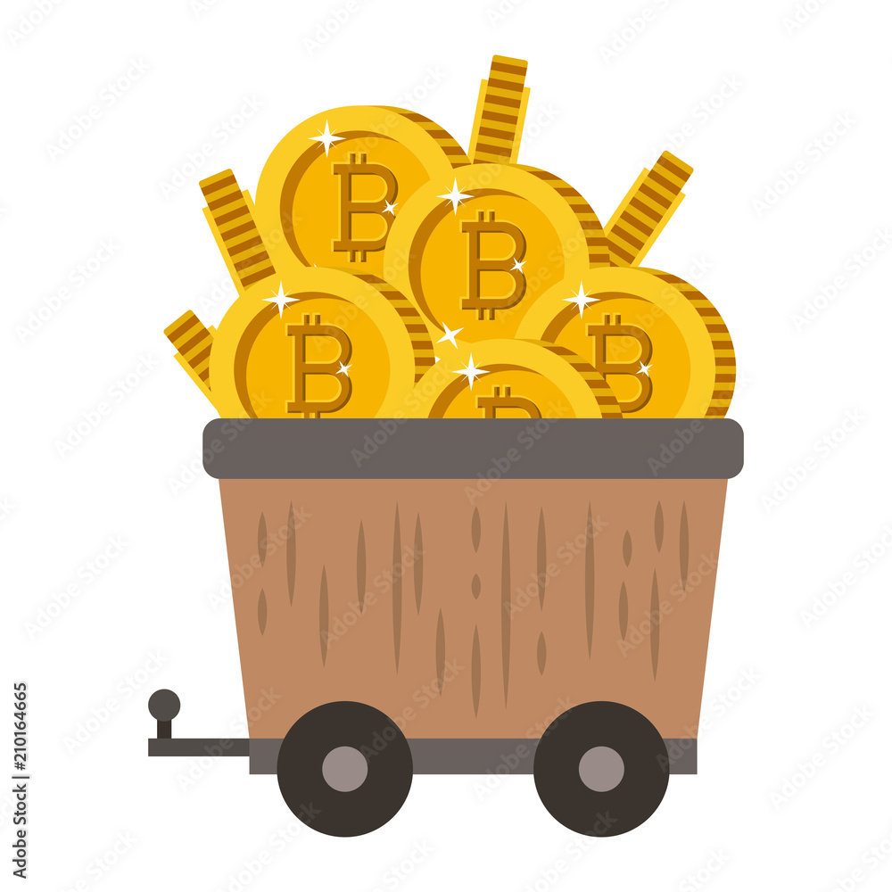 wagon with bitcoin commerce technology icon vector illustration design wagon with bitcoin commerce technology icon vector illustration design