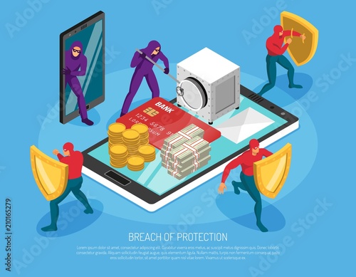 Hacker Horizontal Isometric Illustration