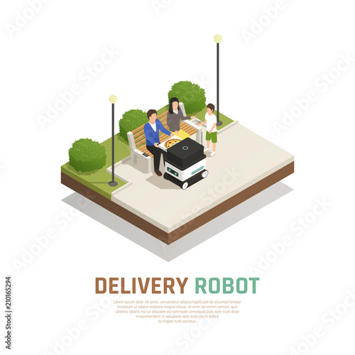 Delivery Robotic Transport Isometric Composition