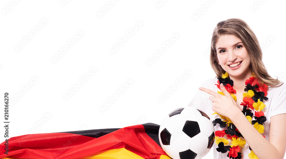 Naklejka premium Deutschland-Fan, Junge Frau als Fan für Deutschladn