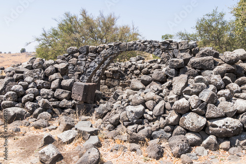 Ruins of the ancient Hebrew city Korazim (Horazin, Khirbet Karazeh), destroyed by an earthquake in the 4th century AD, on the Golan Heights in Israel photo