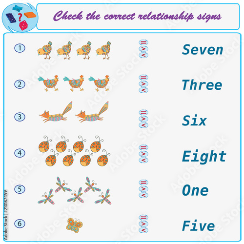 Logical task. Check the correct relationship signs