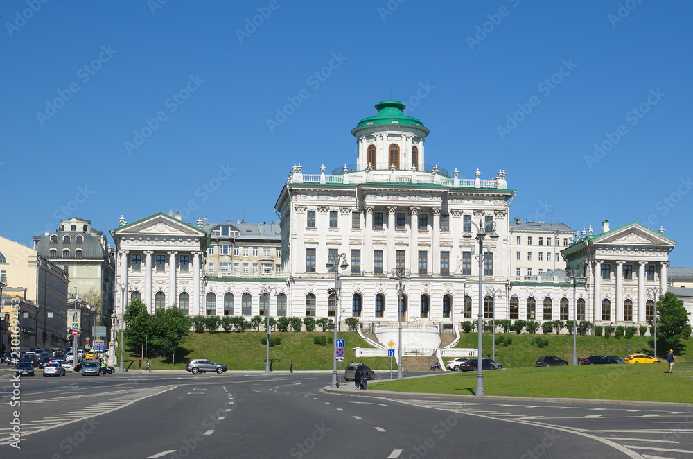 Moscow, Russia - June 15, 2018: Summer view of Pashkov house - one of the most famous classic buildings in Moscow, now owned by the Russian State library