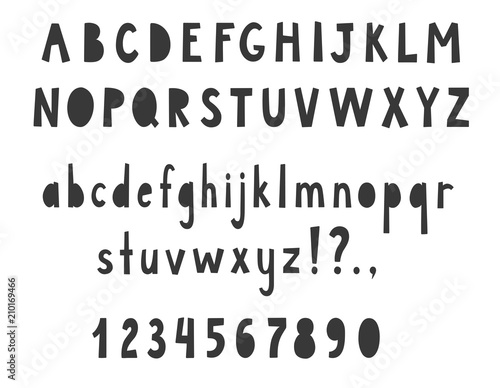 Scandinavian font with uppercase and lowercase letters. Vector illustration.