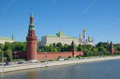 Summer view of the Moscow Kremlin and the Kremlin embankment, Moscow, Russia