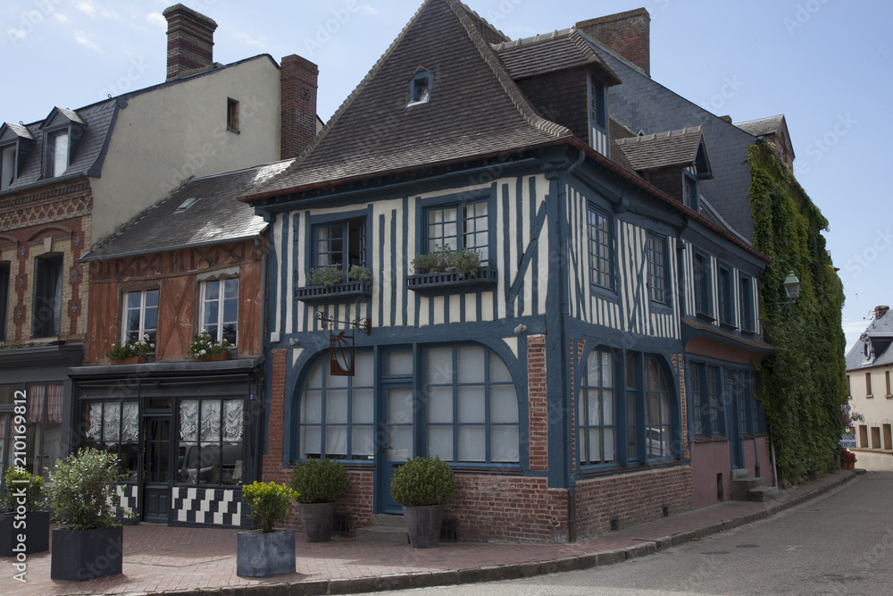 2018-06-12 Normandy France.  traditional house  in medieval village of Beaumont en Auge in Normandy France
