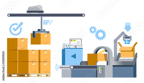Automatic Machine parcel packing and shipping services that are ordered from social online systems.