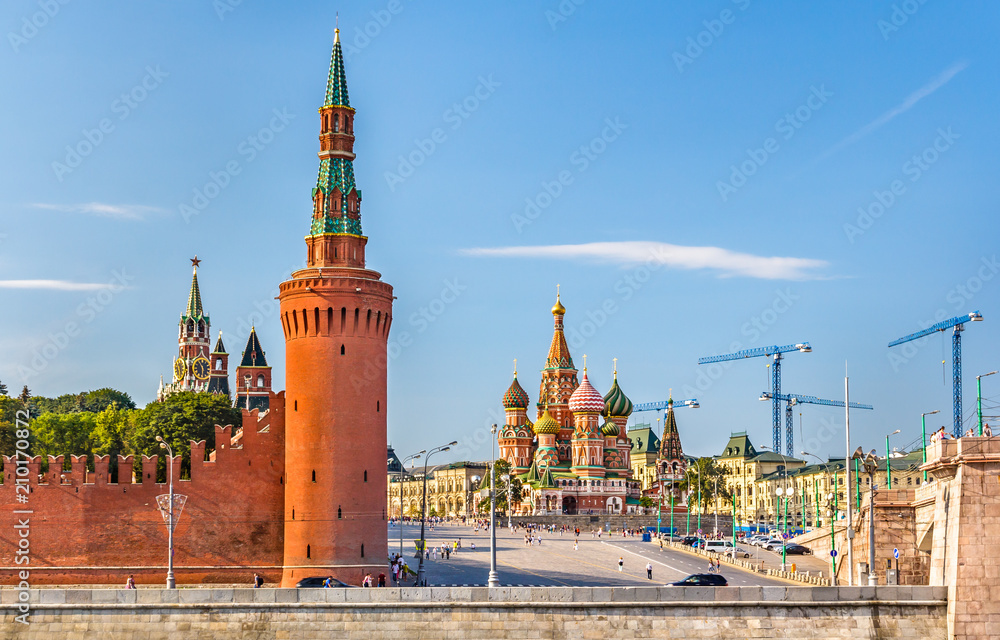 The Kremlin and the Saint Basil Cathedral in Moscow, Russia