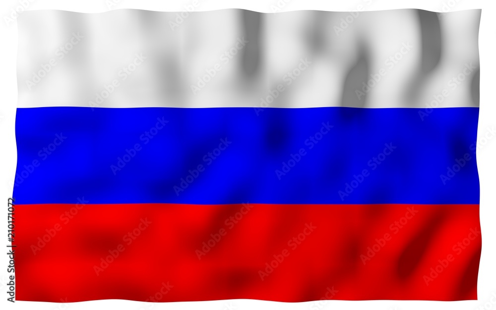 Fototapeta premium Waving flag of the Russian Federation. The National. State symbol of the Russia. 3D illustration