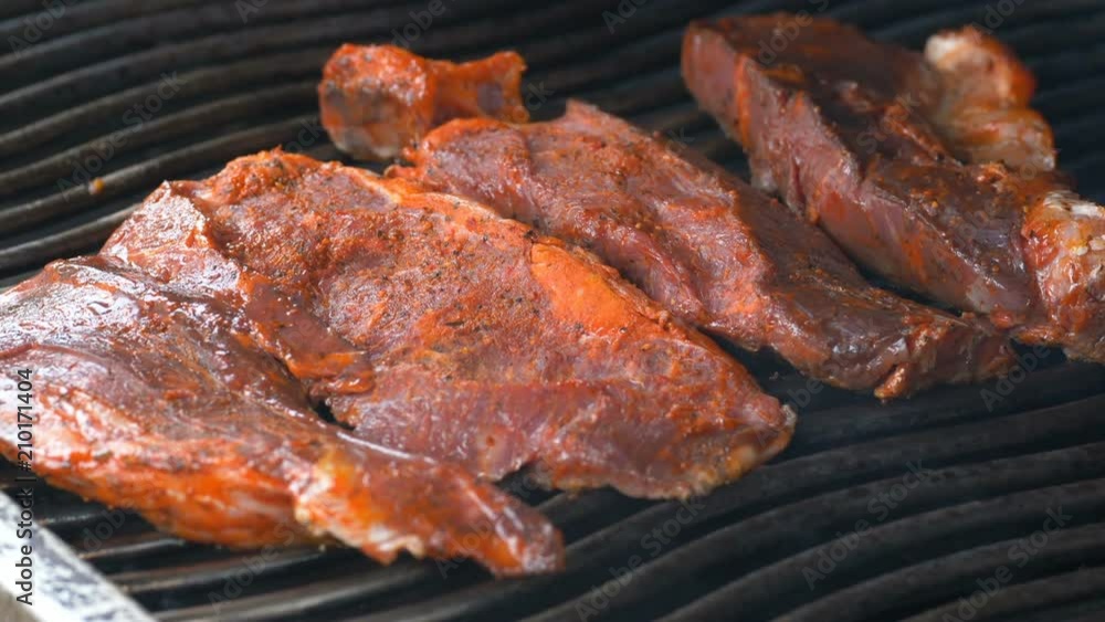 Delicious seasoned beef on the grill Delicious seasoned beef on the grill