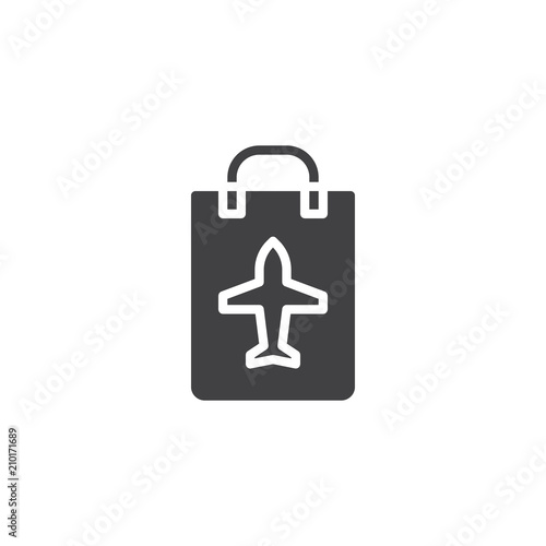Duty free bag vector icon. filled flat sign for mobile concept and web design. Duty free shopping bag simple solid icon. Symbol, logo illustration. Pixel perfect vector graphics