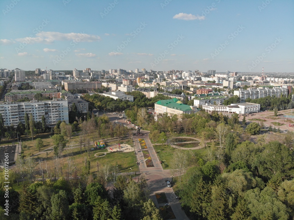 flight over the river in a city park among trees flight over the river in a city park among trees