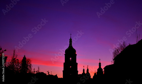 Silhouette of Saint Sophia's cathedral in Kiev.