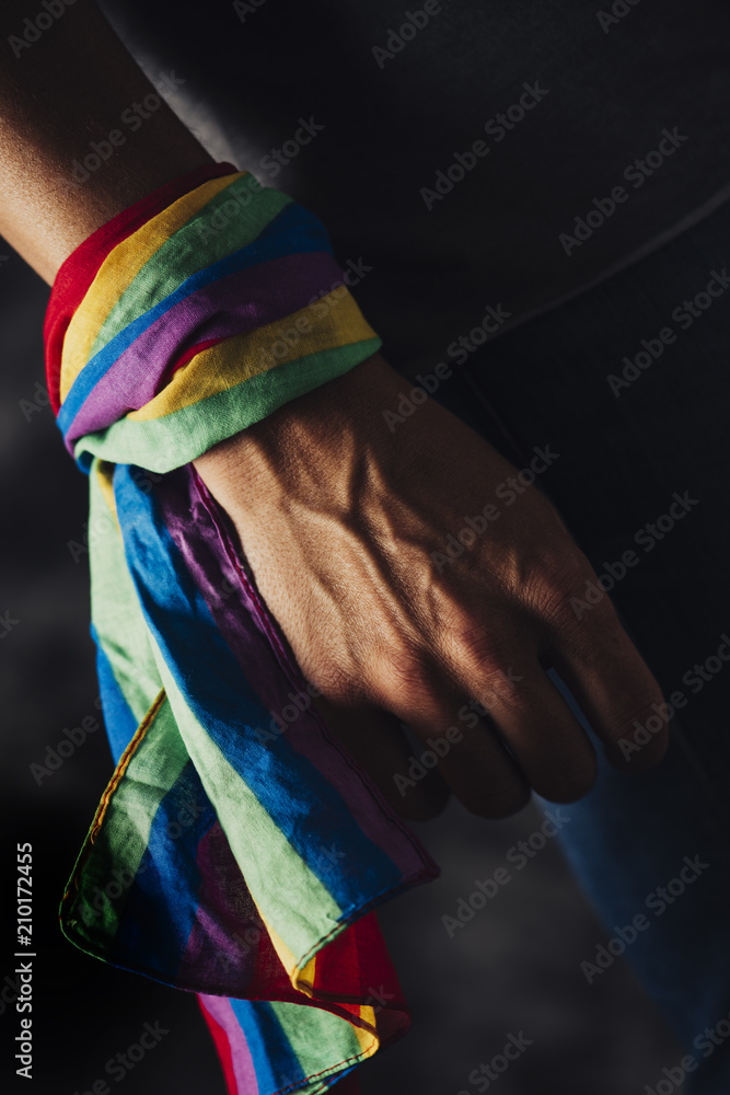 Fototapeta premium man with a rainbow-patterned handkerchief