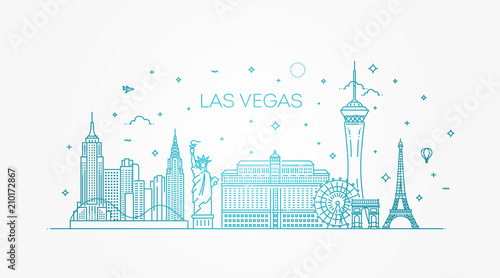 Las Vegas skyline with panorama in white background