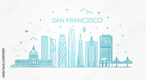 San Francisco city skyline vector background