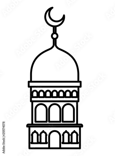 arabic castle tower with moon vector illustration design