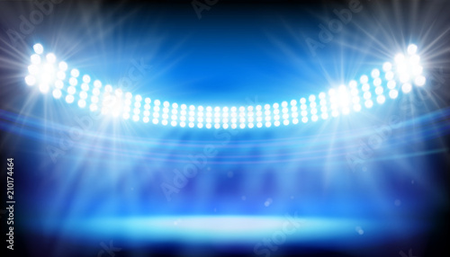 The lights on big stadium. Vector illustration.