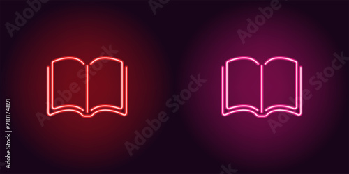 Neon icon of Red and Pink Book