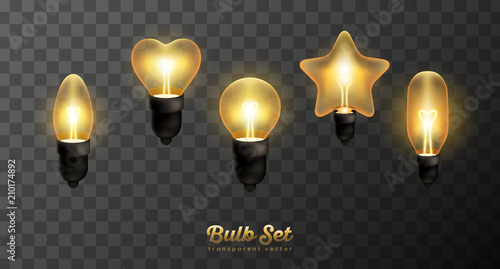 realistic retro bulbs with shining light
