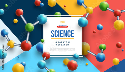 Science banner with color molecules