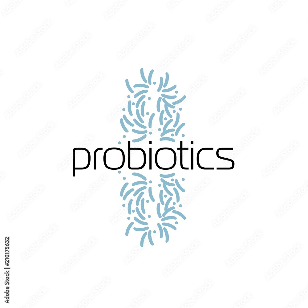 probiotics bacteria logo. concept of healthy nutrition ingredient for therapeutic purposes. simple flat style trend modern logotype graphic design isolated on white background