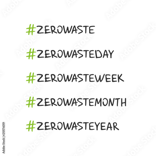 Handwritten lettering of Zero Waste on white background.