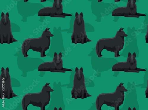 Dog Groenendael Cartoon Background Seamless Wallpaper