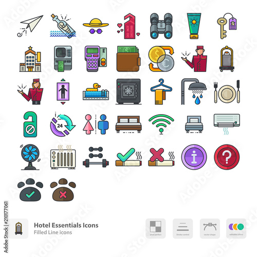 Hotel essentials icons