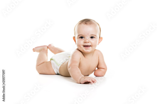 Baby boy portrait on white background © Louis-Photo