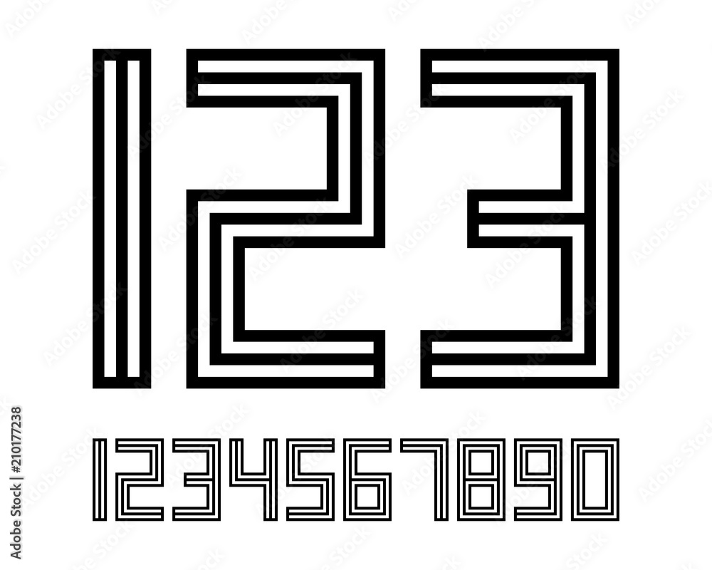 Geometric font line digital effect design numbers Space futuristic