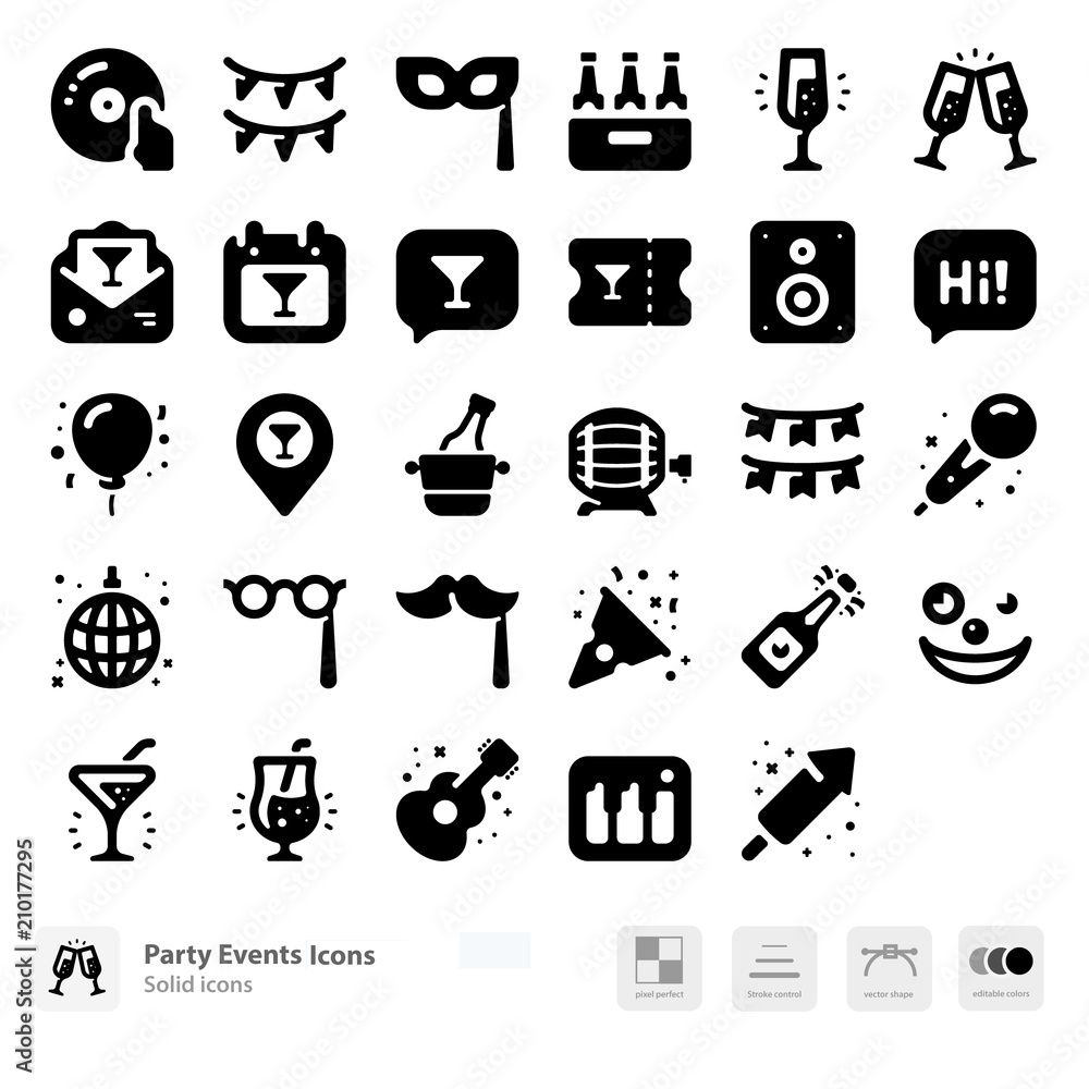 Party events and celebration icons Party events and celebration icons