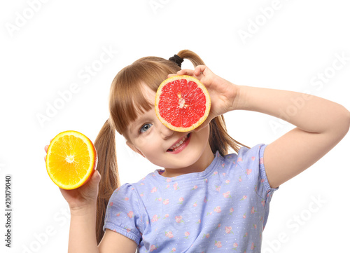 Cute little girl with citru...