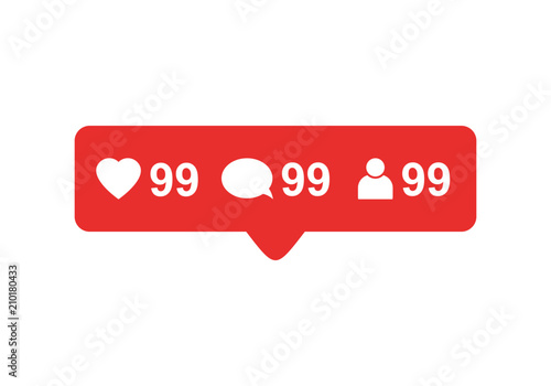 	 Like icon vector. Comment icon vector. Follower icon vector. Social media. Social network. Notification Icon.